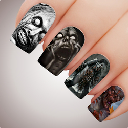 HUNGRY ZOMBIE Halloween Full Cover Nail Decal Art Water Slider Sticker