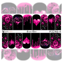 LOVERS BLOOD in PINK Gothic Full Cover Halloween Nail Decal Art Water Sticker Gothic Wicked