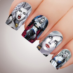 LADY DEATH Halloween Full Cover Nail Decal Art Water Slider Sticker
