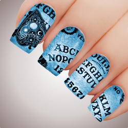 SUMMON in BLUE Oujia Board Full Cover Nail Decal Art Water Slider Sticker Occult