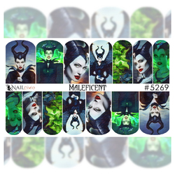 MALEFICENT Gothic Full Cover Halloween Nail Decal Art Water Sticker Gothic Wicked