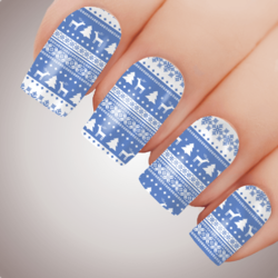 BLUE WINTER WARMER Xmas Nail Decal Water Transfer Christmas Sticker Tattoo