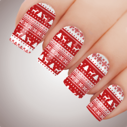 RED WINTER WARMER Xmas Nail Decal Water Transfer Christmas Sticker Tattoo