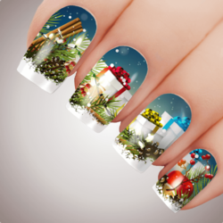ALL WRAPPED UP Christmas Presents Nail Decal Water Transfer Xmas Sticker Tattoo