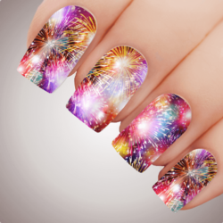 SKYLIGHT FIREWORKS New Years Eve Nail Decal Party Celebration Water Transfer Sticker Tattoo