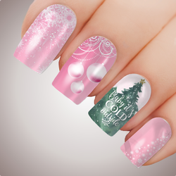 Pink BABY IT'S COLD Christmas Nail Decal Xmas Water Transfer Sticker Tattoo