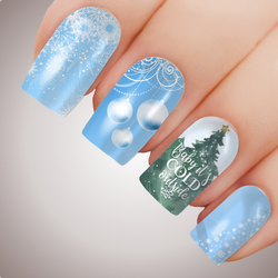 Blue BABY IT'S COLD Christmas Nail Decal Xmas Water Transfer Sticker Tattoo
