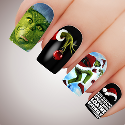 Grinchy AF CHRISTMAS Full Cover Nail Decal Art Water Slider XMAS