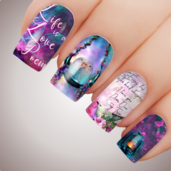LOVE POEM Full Cover Nail Decal Art Water Valentines Sticker Lovebirds
