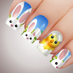 PEEK-A-BUNNY Full Cover Nail Decal Art Water Easter Sticker