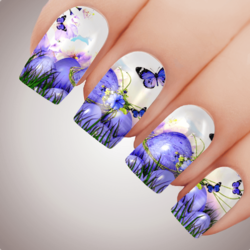 PURPLE Spring Easter Blossom Nail Art Water Decal Transfer Sticker Tattoo