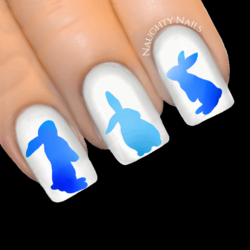 BLUE OMBRE Bunny Easter Rabbit Nail Water Transfer Decal Sticker Art Slider