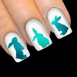 AQUA OMBRE Bunny Easter Rabbit Nail Water Transfer Decal Sticker Art Slider