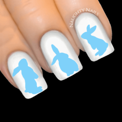 BABY BLUE Bunny Easter Rabbit Nail Water Transfer Decal Sticker Art Slider