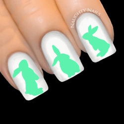 SEAFOAM GREEN Bunny Easter Rabbit Nail Water Transfer Decal Sticker Art Slider