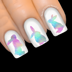 COTTON CANDY Bunny Easter Rabbit Rainbow Nail Water Transfer Decal Sticker Art Slider