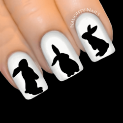 ONYX BLACK Bunny Easter Rabbit Nail Water Transfer Decal Sticker Art Slider