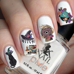 WITCH CIRCLE Nail Decal Halloween Water Transfer Sticker Tattoo
