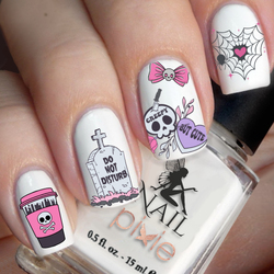 CREEPY BUT CUTE in Candy Nail Decal Halloween Water Transfer Sticker Tattoo