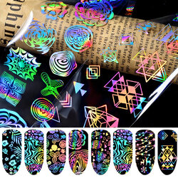 8pc HOLOGRAPHIC FOIL PACK Nail Art Transfer Snowflake sticker Decoration Decal wrap