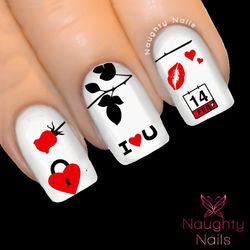 LOVE DREAMS IN RED Valentines Day Nail Water Transfer Decal Sticker Art