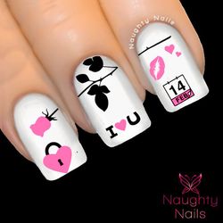 LOVE DREAMS IN LIGHT PINK Valentines Day Nail Water Transfer Decal Sticker Art