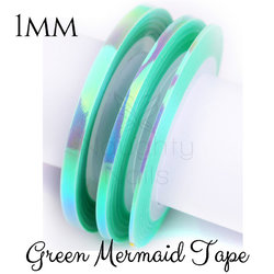 1mm MERMAID GREEN Nail Art Opal Striping Tape Line Roll Rainbow Angel Paper