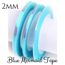2mm MERMAID BLUE Nail Art Opal Striping Tape Line Roll Rainbow Angel Paper