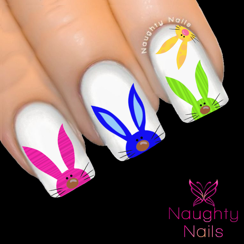 CHEEKY EASTER BUNNY BRIGHTS Nail Water Transfer Decal Sticker Art Tattoo