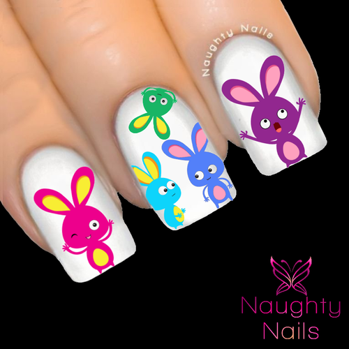 FUNNY BUNNY Easter Nail Water Transfer Decal Sticker Art Tattoo