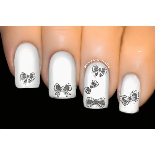 Mixed Silver Bows - BOW Nail Art 3D Transfer Decal Sticker - BLE-051J