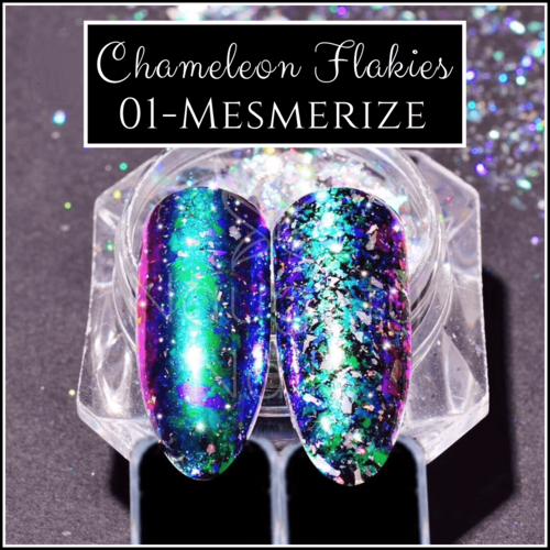 CHAMELEON FLAKIES - Mesmerize - Duochrome Shifting Powder Flake Pigment Nail Art