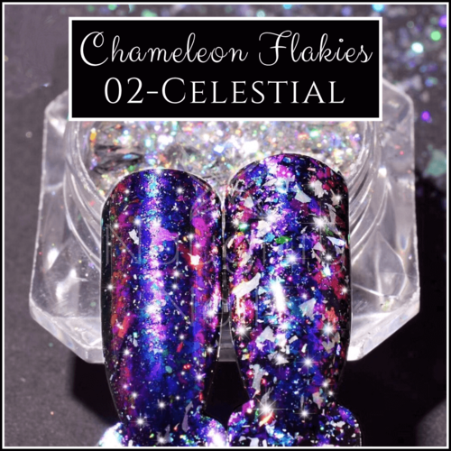 CHAMELEON FLAKIES - Celestial - Duochrome Shifting Powder Flake Pigment Nail Art