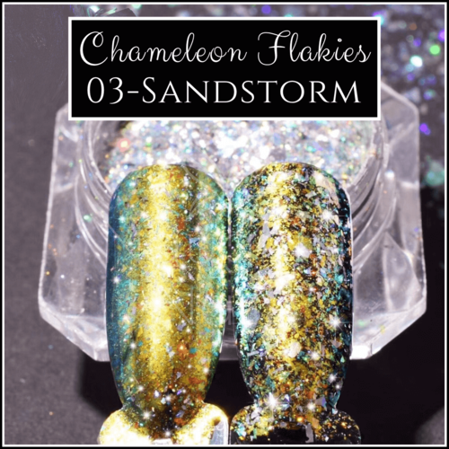 CHAMELEON FLAKIES - Sandstorm - Duochrome Shifting Powder Flake Pigment Nail Art