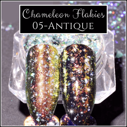 CHAMELEON FLAKIES - Antique - Duochrome Shifting Powder Flake Pigment Nail Art
