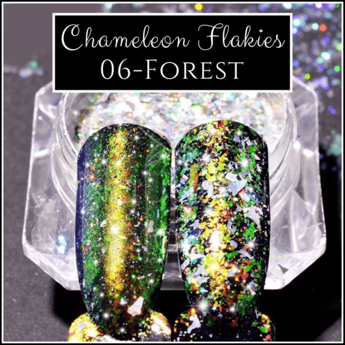 CHAMELEON FLAKIES - Forest - Duochrome Shifting Powder Flake Pigment Nail Art