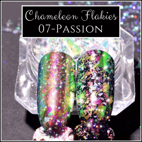 CHAMELEON FLAKIES - Passion - Duochrome Shifting Powder Flake Pigment Nail Art