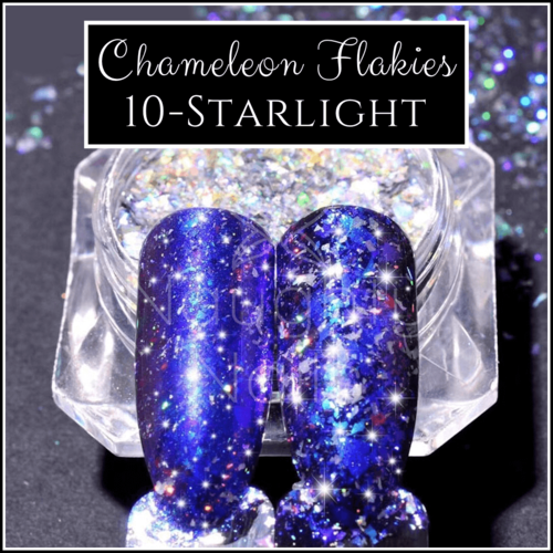 CHAMELEON FLAKIES - Starlight - Duochrome Shifting Powder Flake Pigment Nail Art