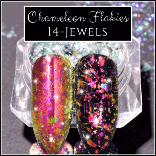 CHAMELEON FLAKIES - Jewels - Duochrome Shifting Powder Flake Pigment Nail Art