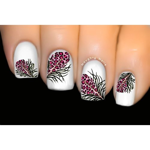 Animal Print Leopard Pink - FEATHER Nail Water Transfer Decal Sticker #1743