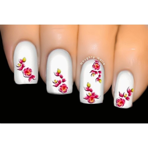 Magenta Rose - FLOWER Nail Water Tattoo Transfer Decal Sticker BLE-1121