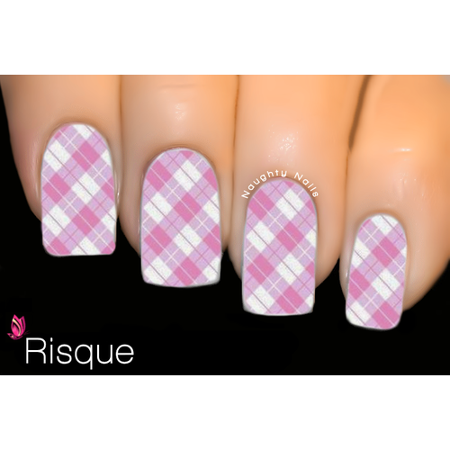 Risque - FULL COVER Nail Water Tattoo Transfer Decal Sticker Plaid XF1530