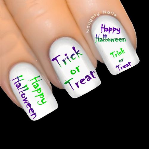Purple/Green HAPPY HALLOWEEN Nail Water Transfer Decal Sticker Art Tattoo 