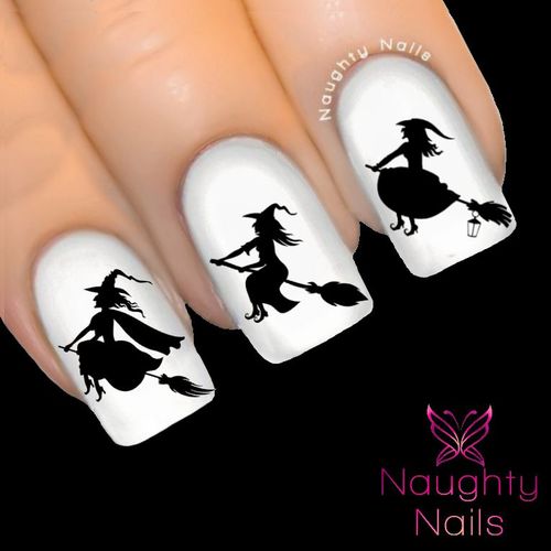HALLOWEEN Scary Witch Silhouette Nail Water Transfer Decal Sticker Art Tattoo