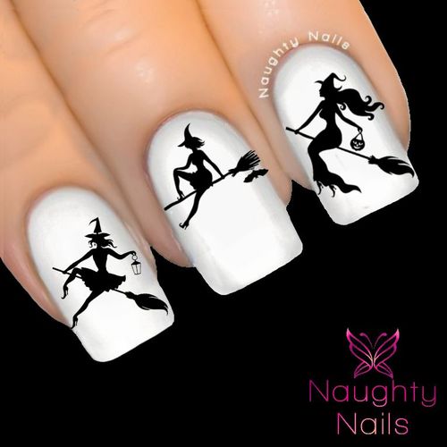 HALLOWEEN Sexy Witch Silhouette Nail Water Transfer Decal Sticker Art Tattoo