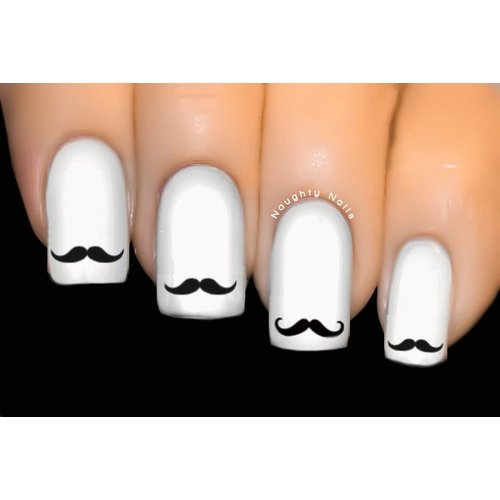 Black Moustache - INSPIRED Nail Art Water Tattoo Decal Sticker Movember D-305
