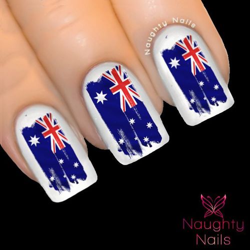 AUSTRALIAN FLAG Grunge Nail Water Transfer Decal Sticker Tattoo Australia Day
