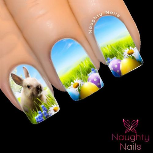 EASTER BUNNY DREAM Full Cover Nail Water Transfer Decal Sticker Art Tattoo