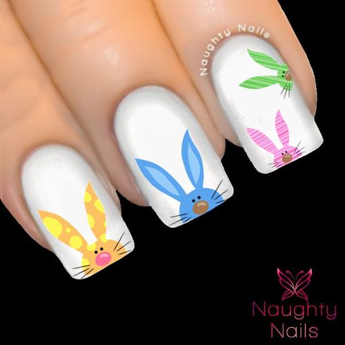 CHEEKY EASTER BUNNY Nail Water Transfer Decal Sticker Art Tattoo