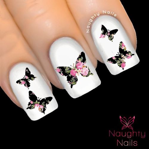 Butterfly in ANASTACIA FLORAL Accent Nail Water Transfer Decal Sticker Art Tattoo